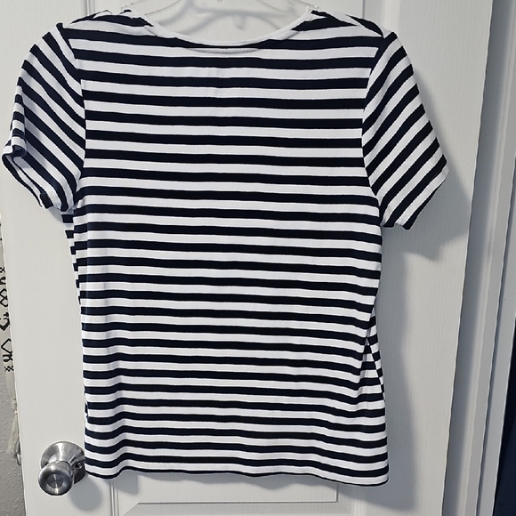 Croft & Barrow Navy and White Striped Short Sleeve Tee - Picture 3 of 3
